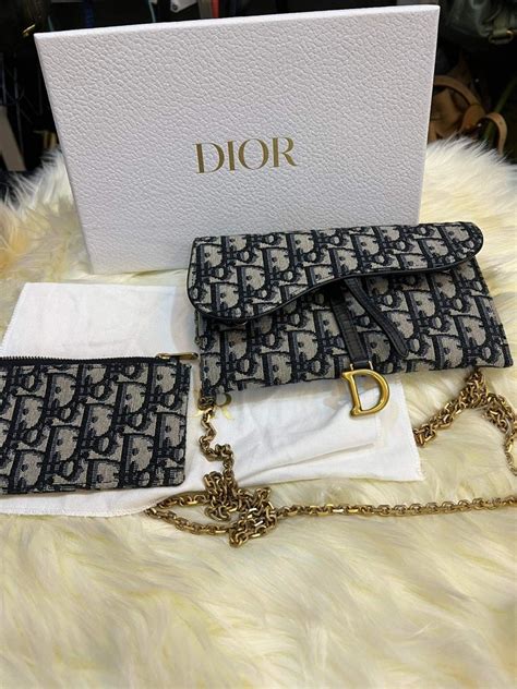 dior wallet on chai|Dior saddle wallet with chain.